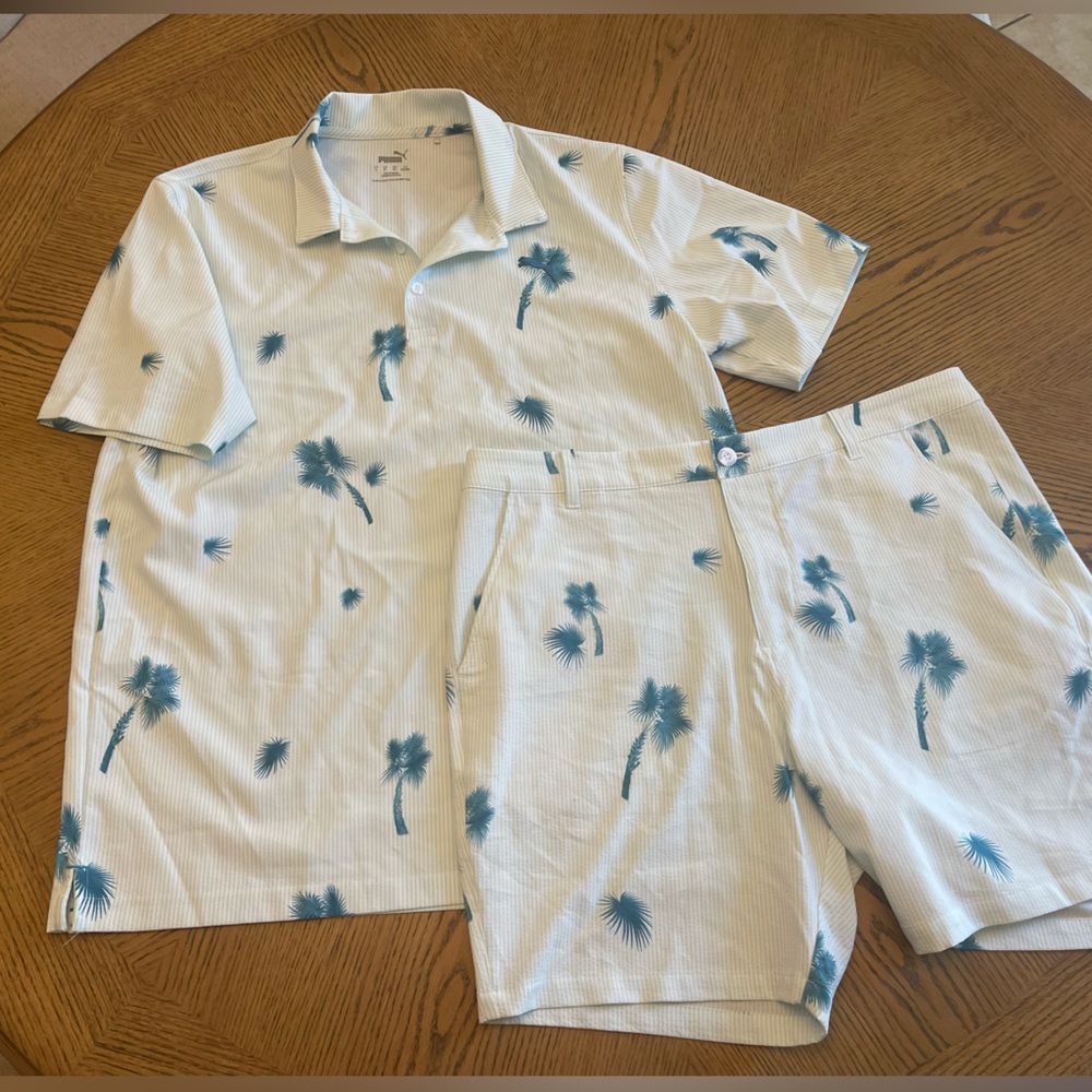 Puma mens two piece set polo and matching shorts
